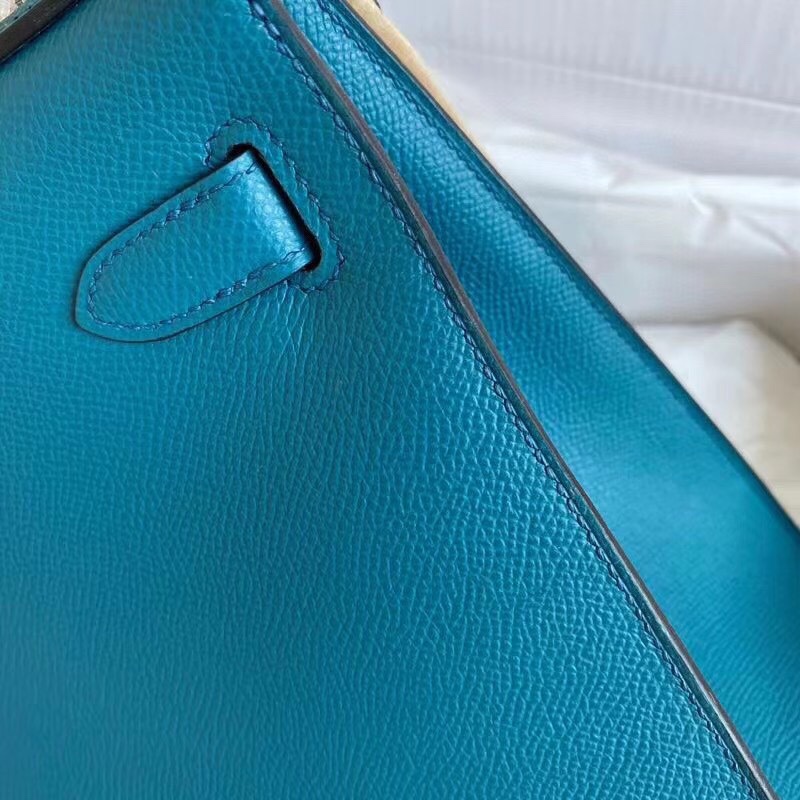 Hermes Kelly 28cm Handbag Shoulder Bag in Blue Paon Epsom Leather